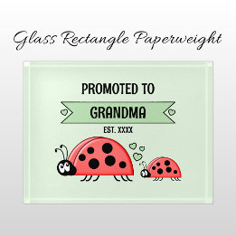 Promoted to Grandma ladybugs green Paperweight