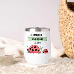 Promoted to Grandma ladybugs green Thermal Wine Tumbler