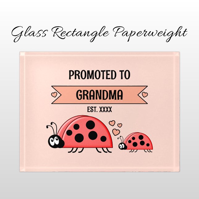 Promoted to Grandma ladybugs peach Paperweight (Creator Uploaded)