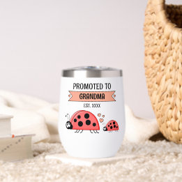 Promoted to Grandma ladybugs peach Thermal Wine Tumbler