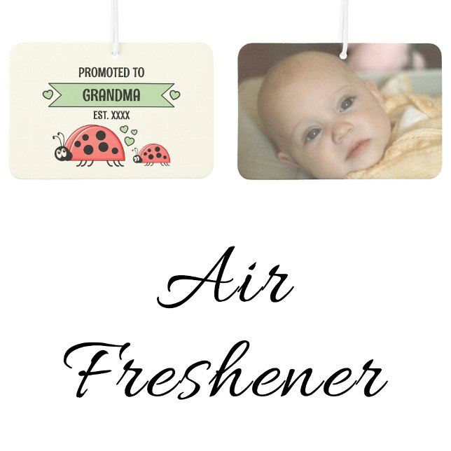Promoted to grandma ladybugs photo green air freshener (Creator Uploaded)