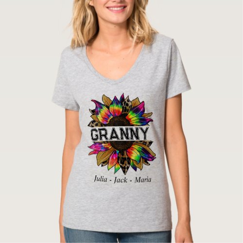 Promoted To Grandma Nanny Mimi Gigi Tie Die Flower T_Shirt