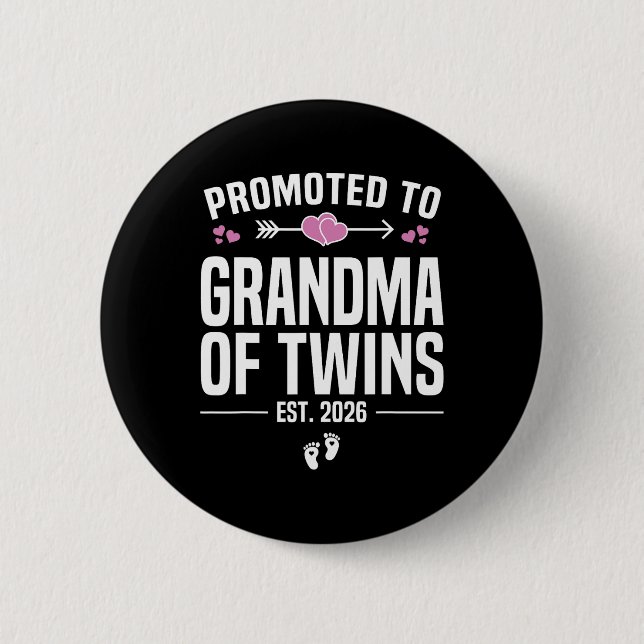 Promoted To Grandma Of Twins 2026 New Grandma Moth Button (Front)