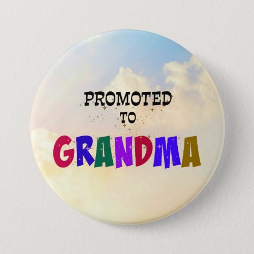 Promoted to Grandma Pastel Clouds Design Button
