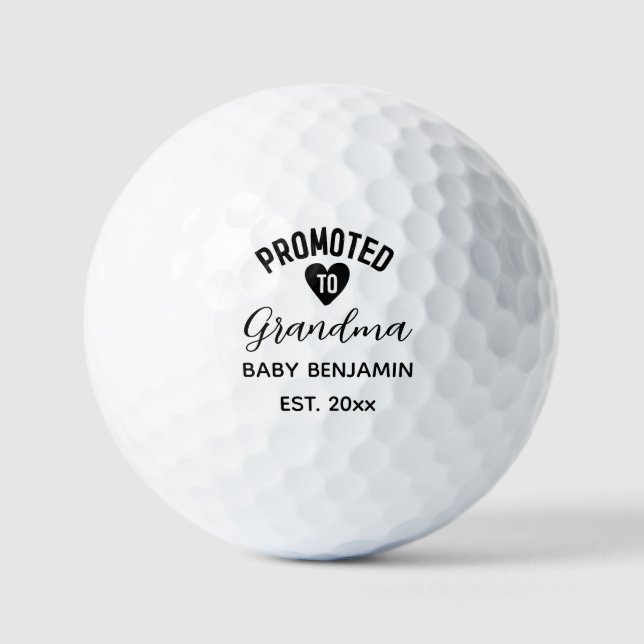 Promoted to Grandma Personalized Baby Name Golf Balls (Front)
