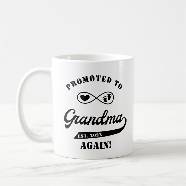 Promoted to GrandMa Pregnancy Announcement Funny Coffee Mug (Left)