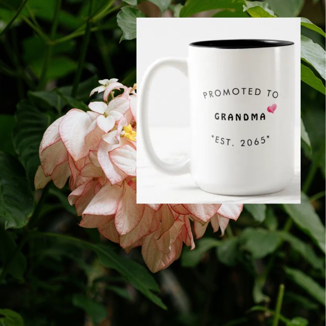 Promoted to Grandma Pregnancy Announcement Heart Two-Tone Coffee Mug (Creator Uploaded)