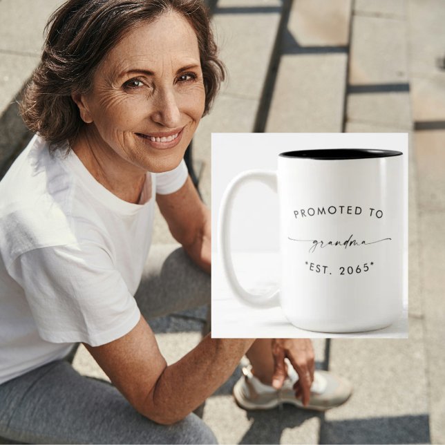 Promoted to Grandma Pregnancy Announcement Two-Tone Coffee Mug (Creator Uploaded)