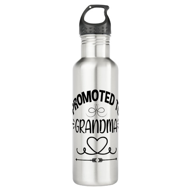 Promoted to Grandma Pregnancy Reveal Stainless Steel Water Bottle (Front)