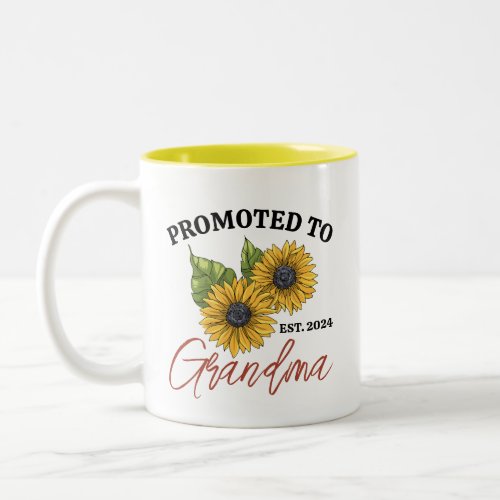 Promoted to Grandma Sunflower Floral Customize Two_Tone Coffee Mug