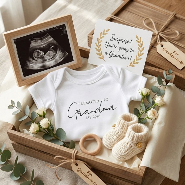 Promoted To Grandma Sweet EST Year Announcement Baby Bodysuit (Creator Uploaded)