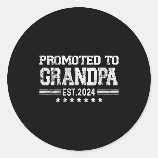 Promoted To Grandpa 2024 Soon To Be Funny New Dad  Classic Round Sticker (Front)