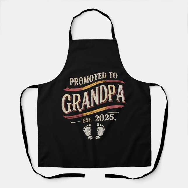 Promoted To Grandpa 2025 Grandpa est 2025  Apron (Front)