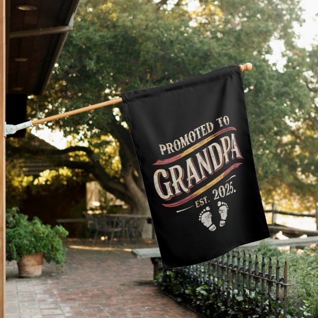 Promoted To Grandpa 2025 Grandpa est 2025  House Flag (In SItu)