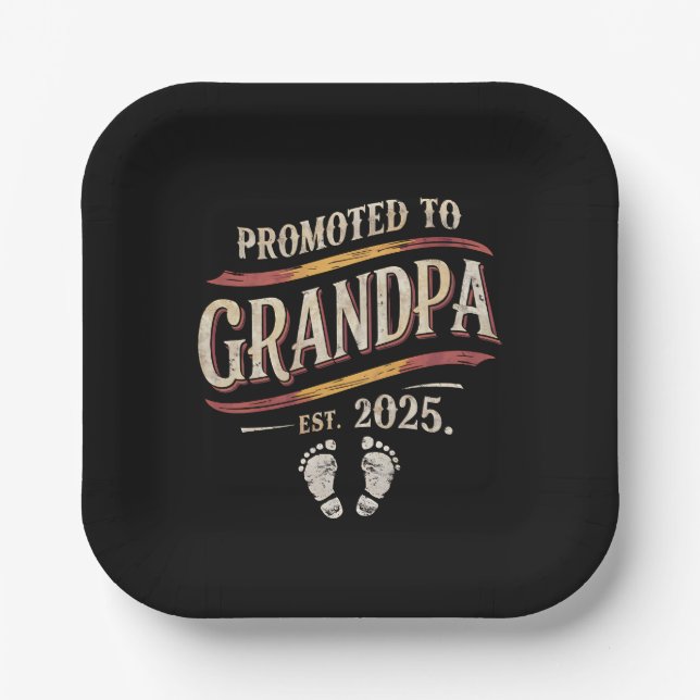 Promoted To Grandpa 2025 Grandpa est 2025  Paper Plates (Front)