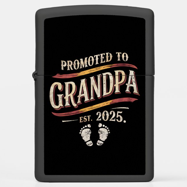 Promoted To Grandpa 2025 Grandpa est 2025  Zippo Lighter (Front)