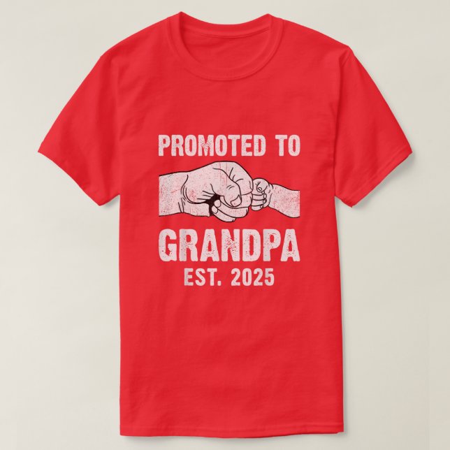 Promoted To Grandpa 2025 Pregnancy Announcement T-Shirt (Design Front)