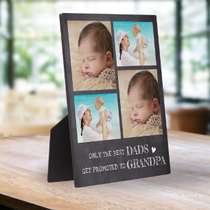 Promoted To Grandpa 4 Photo Rustic Chalkboard Plaque