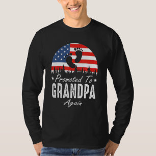 Promoted To Grandpa Again 2024 US Flag Father's Da T-Shirt