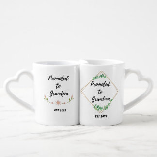 Promoted to grandpa and grandma coffee mug set