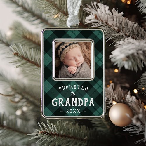 Promoted to Grandpa Baby Photo Christmas Ornament