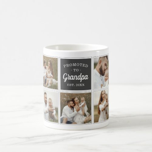 Promoted to Grandpa Custom 9 Photo Frame Coffee Mug