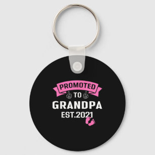 Promoted To Grandpa Est 2021 Funny New Grandfather Keychain