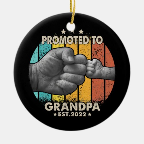 Promoted to Grandpa Est 2022 Men Vintage First Ceramic Ornament