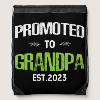 Promoted To Grandpa Est 2023 Baby Proud Grandpa  Drawstring Bag