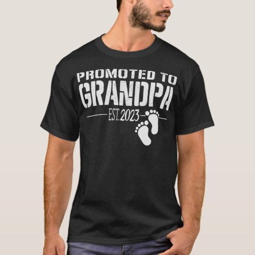 Promoted To Grandpa Est 2023 funny First Time T_Shirt