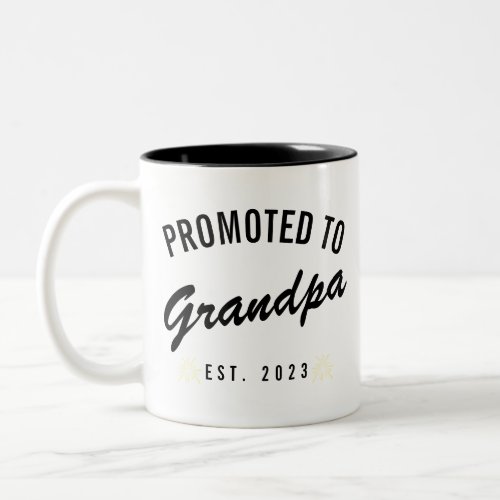 Promoted to Grandpa Est 2023 Two_Tone Coffee Mug