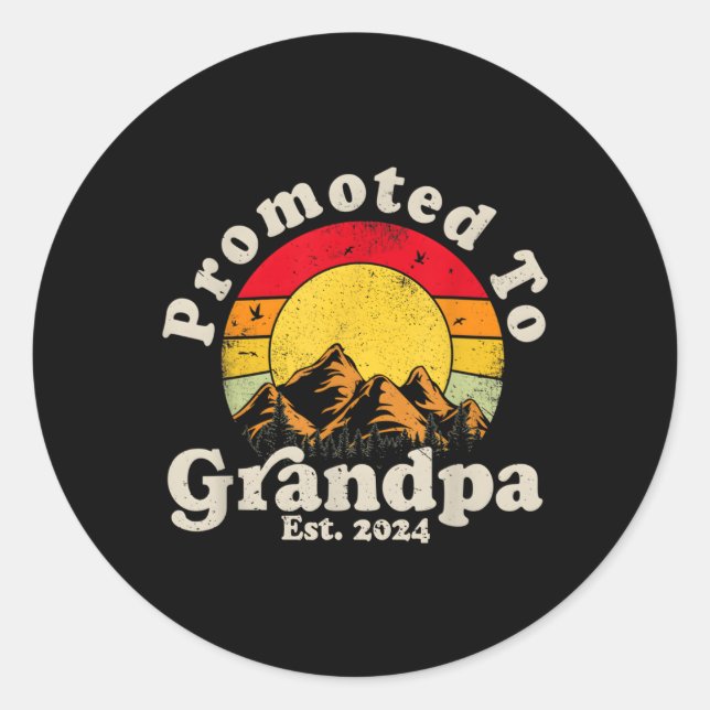 Promoted To Grandpa Est 2024 First Time Grandpa Classic Round Sticker (Front)