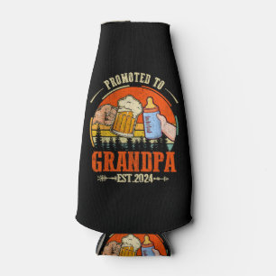 Promoted to Grandpa Est 2024 Retro Fathers Day New Bottle Cooler