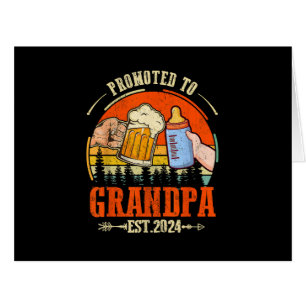 Promoted to Grandpa Est 2024 Retro Fathers Day New Cards
