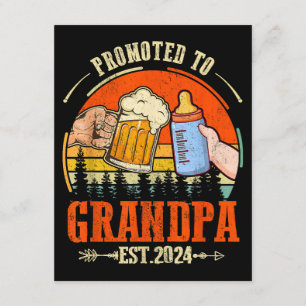 Promoted to Grandpa Est 2024 Retro Fathers Day New Enclosure Card