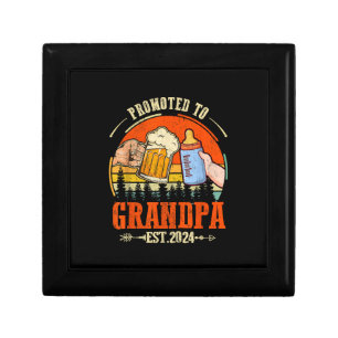 Promoted to Grandpa Est 2024 Retro Fathers Day New Gift Box