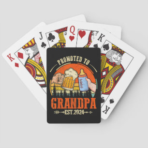 Promoted to Grandpa Est 2024 Retro Fathers Day New Poker Cards