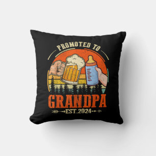 Promoted to Grandpa Est 2024 Retro Fathers Day New Throw Pillow