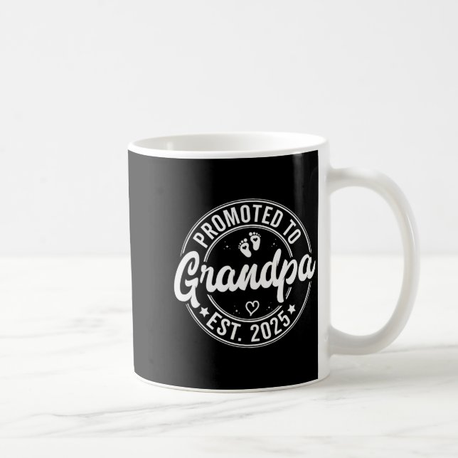 Promoted To Grandpa Est 2025 Grandparents New Gran Coffee Mug (Right)