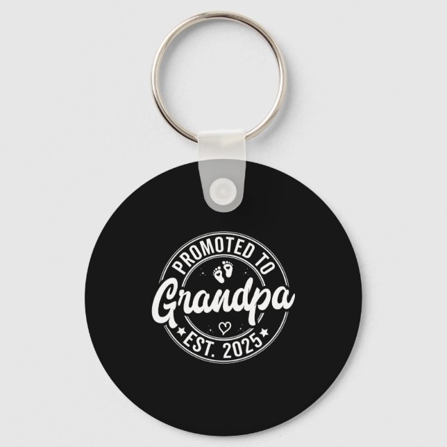 Promoted To Grandpa Est 2025 Grandparents New Gran Keychain (Front)