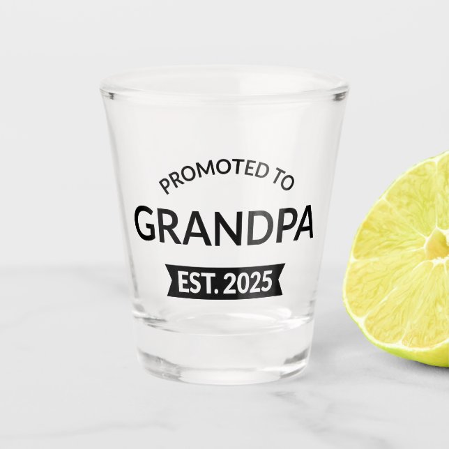 Promoted To Grandpa Est. 2025 II Shot Glass (Front)