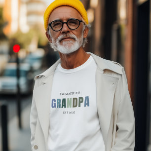 Promoted to Grandpa EST 2025   New Grandfather  T-Shirt
