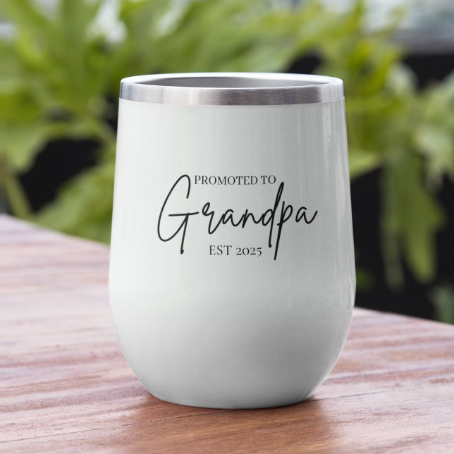 Promoted to Grandpa EST 2025 | New Grandpa Gift  Thermal Wine Tumbler (Creator Uploaded)