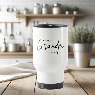Promoted to Grandpa EST 2025   New Grandpa Travel Mug