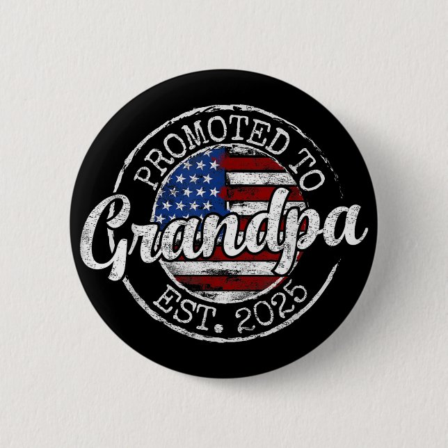 Promoted To Grandpa Est 2025 Soon To Be Grandpa Button (Front)