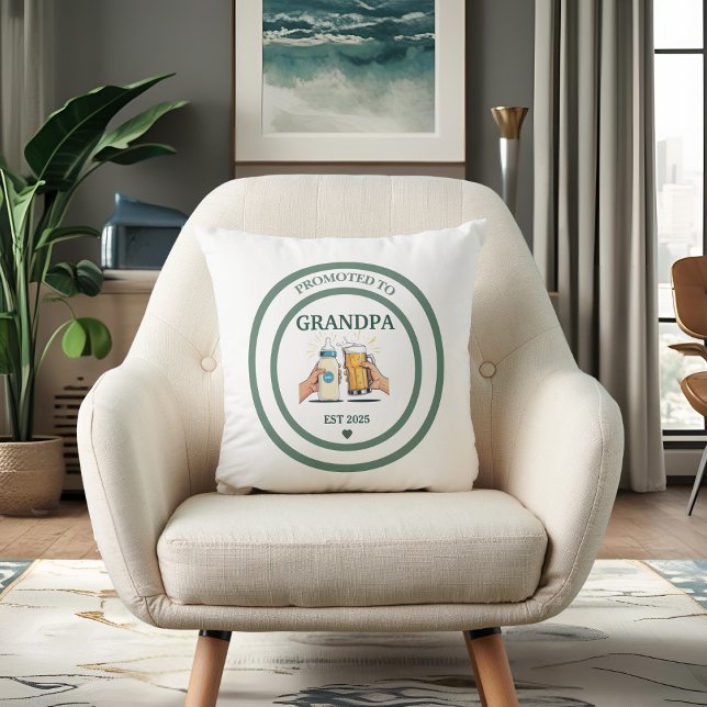 Promoted to Grandpa Est. 2025  Throw Pillow (Creator Uploaded)