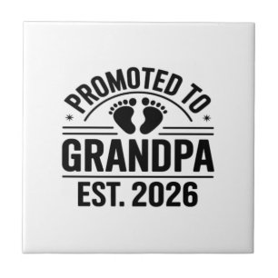 Promoted to Grandpa, Est. 2026, Funny New Grandpa  Ceramic Tile