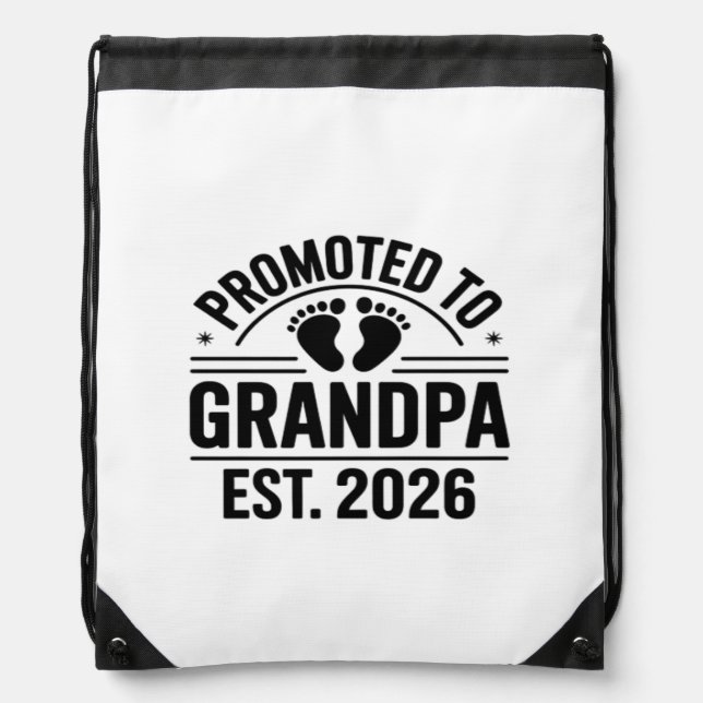Promoted to Grandpa, Est. 2026, Funny New Grandpa  Drawstring Bag (Front)