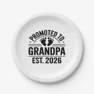 Promoted to Grandpa, Est. 2026, Funny New Grandpa Paper Plates