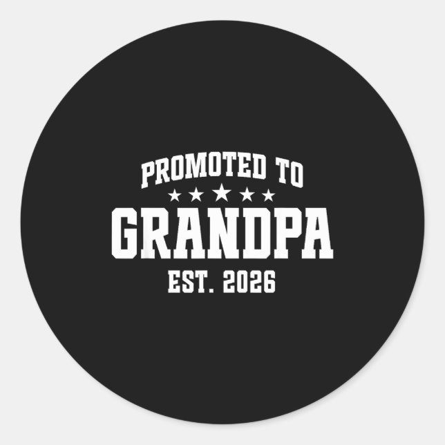 Promoted To Grandpa Est. 2026 Grandparent Baby Ann Classic Round Sticker (Front)